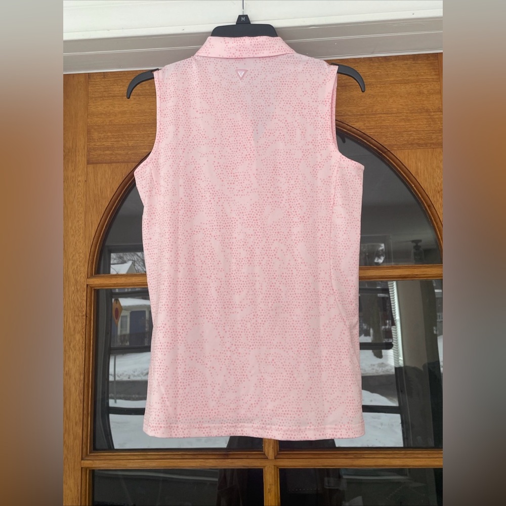 Levelwear Women's Sleeveless Golf Polo Pink Pattern Size Small NWT - Picture 5 of 5